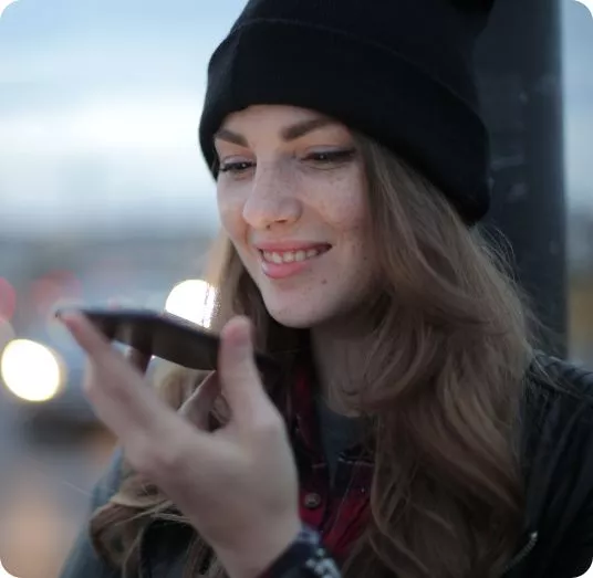 Woman using speech to text app